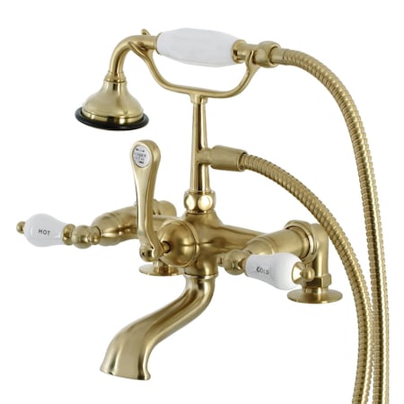 Kingston Brass AE207T7 7-Inch Tub Faucet with Hand Shower, Brushed Brass AE207T7